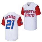 #21 Roberto Clemente Puerto Rico Classic Mens Baseball Jersey Stitched Size M White