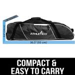 Athletico Rolling Baseball Bag - Wheeled Bat, TBall, & Softball Equipment for Youth, Kids, and Adults (Black)