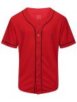 SHIJIXING Blank Plain Baseball Jersey Shirt, Short Sleeve Button Down Shirts, Hip Hop Sports Uniform for Men and Women Adult(2XL, Red)