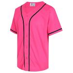 Pullonsy Pink Softball Baseball Jersey for Men Women 80s 90s 00s 10s Hip Hop Shirts Party Gift Streetwear Black Stripe-Hot Pink Jersey,Men Size Large