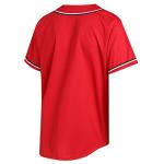 Pullonsy Red Plain Baseball Jerseys for Men Women Unisex Button Up Shirts Classic Sports Uniforms White/Black Stripe-Red Jersey,Men Size Medium