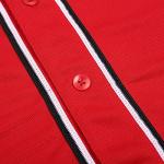 Pullonsy Red Plain Baseball Jerseys for Men Women Unisex Button Up Shirts Classic Sports Uniforms White/Black Stripe-Red Jersey,Men Size Medium