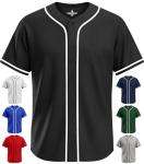 Exxact Sports Blank Baseball Jersey, Unisex Classic Button Down Softball Jersey for Men & Women, Comfortable for All-Day Wear - (Black,AM)