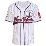 Stitched New York 99 Baseball Jerseys Shirts Hip Hop Button Down Men's Clothing for Party Xmas Gift (White Pinstriped,L)