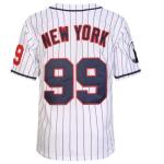 Stitched New York 99 Baseball Jerseys Shirts Hip Hop Button Down Men's Clothing for Party Xmas Gift (White Pinstriped,L)