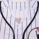 Stitched New York 99 Baseball Jerseys Shirts Hip Hop Button Down Men's Clothing for Party Xmas Gift (White Pinstriped,L)