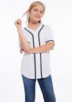 ACEFAST INC Kids Baseball Jersey Button Blank Softball Team Uniform Girls Boys Hip Hop T-Shirt Solid Color Sweatshirt White