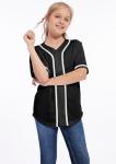 ACEFAST INC Kids Baseball Jersey Button Blank Softball Team Uniform Girls Boys Hip Hop T-Shirt Solid Color Sweatshirt Black