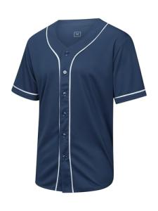 SPTEHW Blank Plain Baseball Jersey Short Sleeve Button Down Shirts Sports Hip Hop Hipster Jersey S-3XL (S, Navy Blue/)