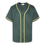 DEHANER Green Customized Baseball Jersey Men Women Button Down Shirt New Year Party Streetwear Yellow Stripe-Dark Green Jersey Size X-Large