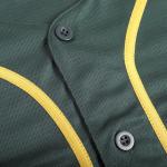 DEHANER Green Customized Baseball Jersey Men Women Button Down Shirt New Year Party Streetwear Yellow Stripe-Dark Green Jersey Size X-Large