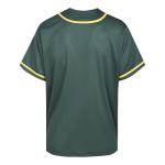 DEHANER Green Customized Baseball Jersey Men Women Button Down Shirt New Year Party Streetwear Yellow Stripe-Dark Green Jersey Size X-Large