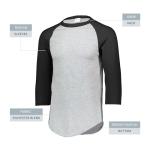 Augusta Sportswear Mens Baseball Jersey - Crew Neck, 3/4 Sleeve, Soft Cotton Blend for Practice and Game Day Wear 7K