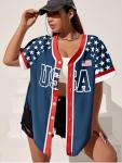JINTING Womens 250th Anniversary USA Jerseys - 4th of July Button Down American Flag and Star Patriotic Baseball Shirt
