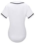 babyhealthy Womens Baseball Jersey Button Down Plain Softball Hip Hop Tshirts Sports Active Tee White