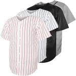 Blank Baseball Button Down Jersey Plain Short Sleeve Hipster Hip Hop T Shirts Jersey (XXX-Large, Red-Stripe)