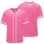 Tocament Baseball Jersey for Men and Women,Hipster Hip Hop Sports Uniforms,Shirts Short Sleeve for Custom Button up Shirt(Pink,S)