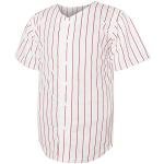 Blank Baseball Button Down Jersey Plain Short Sleeve Hipster Hip Hop T Shirts Jersey (XXX-Large, Red-Stripe)