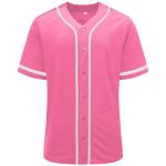 Tocament Baseball Jersey for Men and Women,Hipster Hip Hop Sports Uniforms,Shirts Short Sleeve for Custom Button up Shirt(Pink,S)