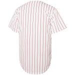 Blank Baseball Button Down Jersey Plain Short Sleeve Hipster Hip Hop T Shirts Jersey (XXX-Large, Red-Stripe)