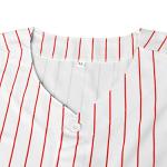 Blank Baseball Button Down Jersey Plain Short Sleeve Hipster Hip Hop T Shirts Jersey (XXX-Large, Red-Stripe)