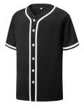 YWIES Mens Button Down Plain Baseball Jersey, Blank Softball Team Uniform, Hip Hop Hipster Short Sleeve Active Shirts Black