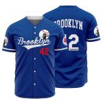 Men's Blue 42 Baseball Button Down Jersey 90s Hip Hop Baseball Jerseys Shirts Stitched (Blue, Size 3XL)