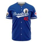 Men's Blue 42 Baseball Button Down Jersey 90s Hip Hop Baseball Jerseys Shirts Stitched (Blue, Size 3XL)