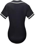 babyhealthy Womens Baseball Jersey Button Down Plain Softball Hip Hop Tshirts Sports Active Tee Black