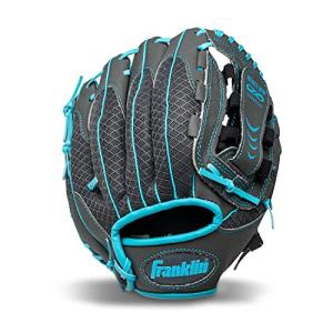 Franklin Sports Teeball Infinite Web/Shok-Sorb Combo Series Fielding Left Hand Glove, 10.5-Inch, Graphite/Blue