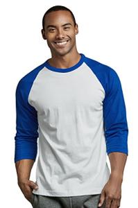TOP PRO Men's 3/4 Sleeve Casual Raglan Jersey Baseball Tee Shirt (XL, Royal Blue/White)