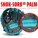 Franklin Sports Teeball Infinite Web/Shok-Sorb Combo Series Fielding Left Hand Glove, 10.5-Inch, Graphite/Blue
