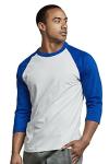TOP PRO Men's 3/4 Sleeve Casual Raglan Jersey Baseball Tee Shirt (XL, Royal Blue/White)