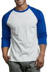 TOP PRO Men's 3/4 Sleeve Casual Raglan Jersey Baseball Tee Shirt (XL, Royal Blue/White)