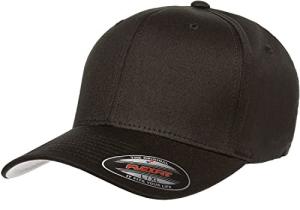 Flexfit Unisex Cotton Twill Fitted Baseball Cap, Black, Large-X-Large