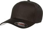 Flexfit Unisex Cotton Twill Fitted Baseball Cap, Black, Large-X-Large