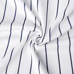 Blank Plain Hip Hop Hipster Baseball Jersey Button Down Shirts Sports Uniforms Men Women Jersey (White-Stripe, XX-Large)