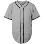 MESOSPERO Plain Button Down Blank Baseball Jersey Short Sleeve Hipster Hip Hop T Shirts (Small, Grey)