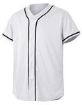 Baseball Jersey for Men and Women, Baseball Shirts for Custom Button up Shirt,Hipster Hip Hop Sports Uniforms(White,L)