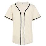 DEHANER Cream Plain Baseball Jersey for Men Women Dad Hip Hop Hipster Button Down T-Shirt Sports Uniforms Streetwear Black Stripe-Cream Jersey Size Large