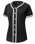 YWIES Womens Button Down Black Baseball Jersey, Blank Softball Team Uniform, Hip Hop Hipster Short Sleeve Active Shirts