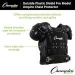 Champion Sports 17" Outside Plastic Shield Pro Model Umpire Chest Protector - Soft Foam Padded Chest Protector - Adult