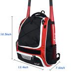 WOLT | Baseball Bat Backpack - Bag for Softball & T-Ball Equipment & Gear, Youth Girl & Adults Women, Holder for Helmet, Glove, Separate Shoes Compartment & Fence Hook (Red)