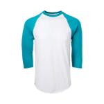 Soffe Classic Baseball Jersey, White/Teal, XX-Large