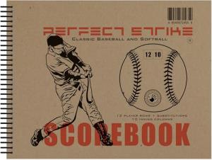 Perfect Strike Baseball Scorebook with Rules and Scoring Instructions. Heavy Duty. Youth or Adult Baseball and Softball. LS-12:10. (1 Book)