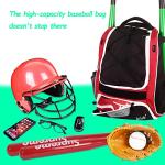 WOLT | Baseball Bat Backpack - Bag for Softball & T-Ball Equipment & Gear, Youth Girl & Adults Women, Holder for Helmet, Glove, Separate Shoes Compartment & Fence Hook (Red)
