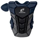 Champro Optimus Pro Plus Ergonomic Baseball Catcher’s Chest Protector for Commotio Cordis with Removeable Shoulder Cap, 16.5", Navy Blue