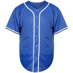 NJKA Blank Plain Hip Hop Hipster Button Down Baseball Jersey, Short Sleeve Active T Shirts (Blue, Large)