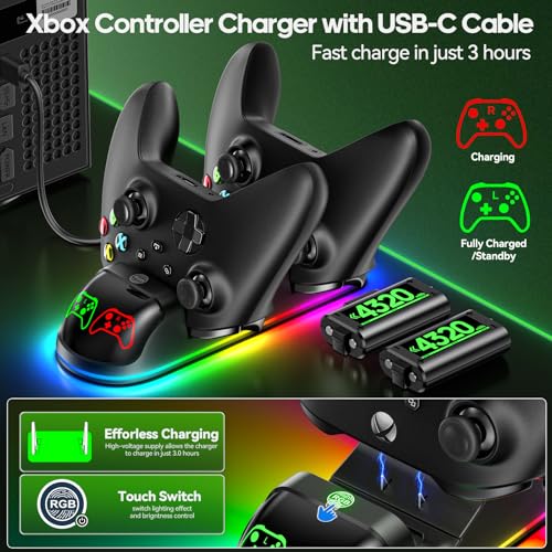 OIVO Controller Charging Station with 2 Rechargeable Batteries