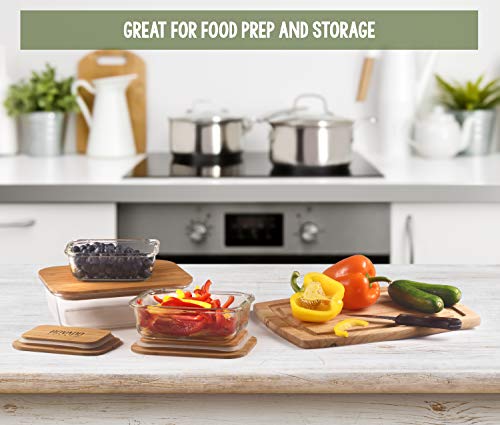 4 Glass Food Storage Containers with Bamboo Lids